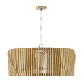 Capital Lighting 344664BWB Blonde Wood,Matte Brass 32.25'' W X 14.5'' H 6-light Pendant In Matte Brass And Handcrafted Blonde Mango Wood Image 1