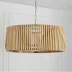 Capital Lighting 344664BWB Blonde Wood,Matte Brass 32.25'' W X 14.5'' H 6-light Pendant In Matte Brass And Handcrafted Blonde Mango Wood Image 3