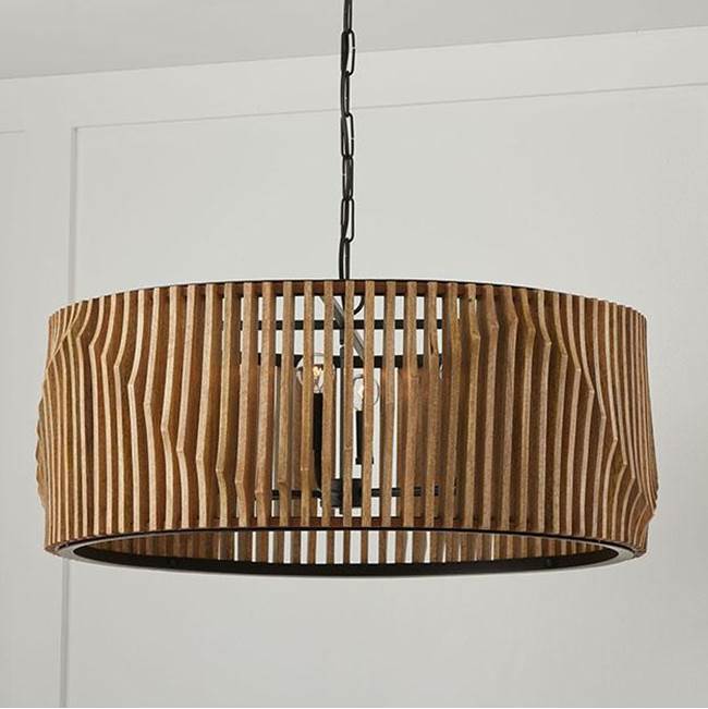 Capital Lighting 344664WK Light Wood,Matte Black 32.25''w X 14.5''h 6-light Pendant Handcrafted Of Light-stained Wood And Matte Black Frame Image 2