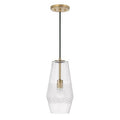 Capital Lighting 345011AD Aged Brass 7'' W X 14'' H 1-light Pendant In Aged Brass With Diamond Embossed Glass And Black Braided Cord Image 1