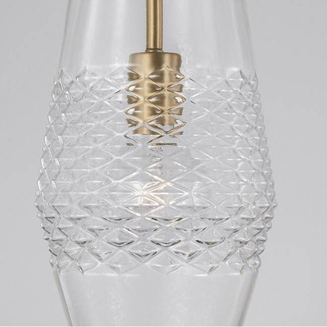 Capital Lighting Dena 7'' W X 14'' H 1-light Pendant In Aged Brass With Diamond Embossed Glass And Black Braided Cord