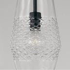 Capital Lighting Dena 7'' W X 14'' H 1-light Pendant In Aged Brass With Diamond Embossed Glass And Black Braided Cord
