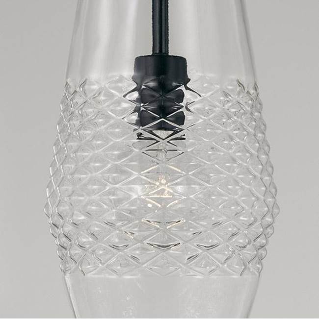 Capital Lighting Dena 7'' W X 14'' H 1-light Pendant In Aged Brass With Diamond Embossed Glass And Black Braided Cord