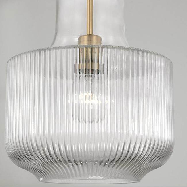 Capital Lighting Nyla 11'' W X 15'' H 1-light Pendant In Aged Brass With Clear Fluted Glass
