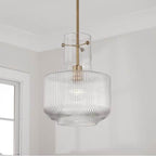 Capital Lighting 345111AD Aged Brass 11'' W X 15'' H 1-light Pendant In Aged Brass With Clear Fluted Glass Image 2