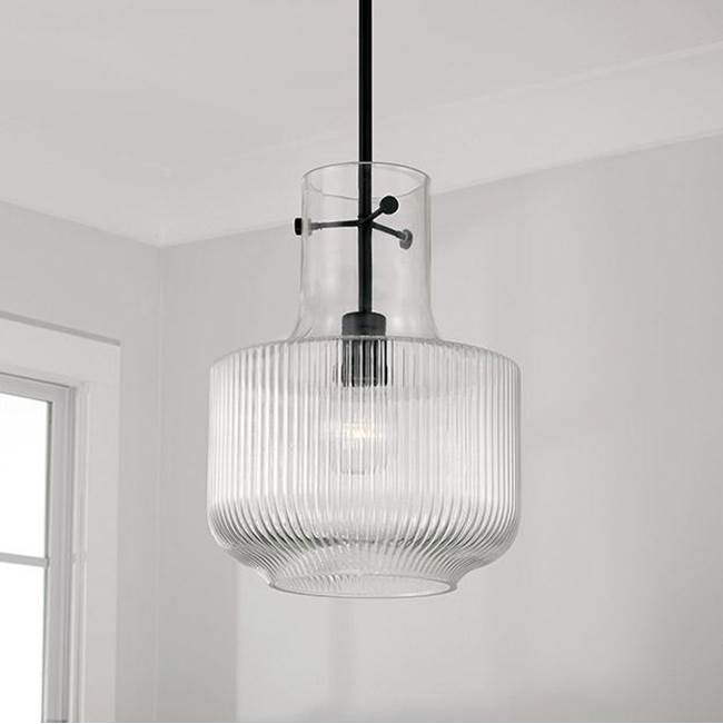 Capital Lighting 345111MB Matte Black 11'' W X 15'' H 1-light Pendant In Matte Black With Clear Fluted Glass Image 2