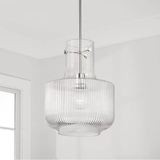 Capital Lighting 345111PN Polished Nickel 11'' W X 15'' H 1-light Pendant In Polished Nickel With Clear Fluted Glass Image 2
