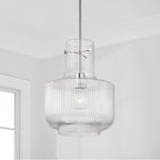 Capital Lighting 345111PN Polished Nickel 11'' W X 15'' H 1-light Pendant In Polished Nickel With Clear Fluted Glass Image 2