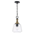 Capital Lighting 345611KB Matte Black,Brass 7'' W X 14'' H 1-light Pendant In Matte Black With Diamond Embossed Glass And Black Braided Cord Image 1