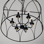 Capital Lighting Amara 28'' W X 20.5'' H 6-light Drum Pendant In Matte Black With Brass Wrapped Detail