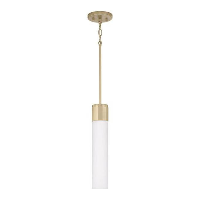 Capital Lighting 346211SF Soft Gold 3'' W X 16.5'' H 1-light Mini Pendant In Soft Gold With Soft White Glass Image 1