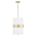 Capital Lighting 346221SF Soft Gold 12'' W X 18'' H 2-light Drum Pendant In Soft Gold With White Fabric Shade And Frosted Glass Diffuser Image 1