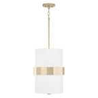 Capital Lighting 346221SF Soft Gold 12'' W X 18'' H 2-light Drum Pendant In Soft Gold With White Fabric Shade And Frosted Glass Diffuser Image 1
