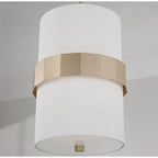 Capital Lighting Sutton 12'' W X 18'' H 2-light Drum Pendant In Soft Gold With White Fabric Shade And Frosted Glass Diffuser
