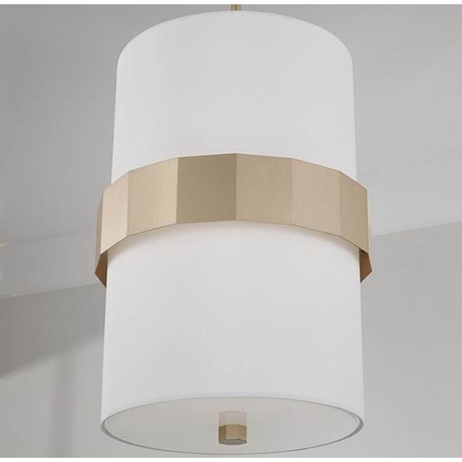 Capital Lighting Sutton 12'' W X 18'' H 2-light Drum Pendant In Soft Gold With White Fabric Shade And Frosted Glass Diffuser