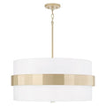 Capital Lighting 346241SF Soft Gold 26'' W X 13.5'' H 4-light Drum Pendant In Soft Gold With White Fabric Shade And Frosted Glass Diffuser Image 1