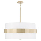 Capital Lighting 346241SF Soft Gold 26'' W X 13.5'' H 4-light Drum Pendant In Soft Gold With White Fabric Shade And Frosted Glass Diffuser Image 1