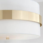 Capital Lighting Sutton 26'' W X 13.5'' H 4-light Drum Pendant In Soft Gold With White Fabric Shade And Frosted Glass Diffuser