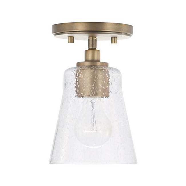 Capital Lighting 346911AD-533 Aged Brass 5.5'' W X 8'' H 1-light Mini Pendant In Aged Brass With Clear Seeded Glass Image 1