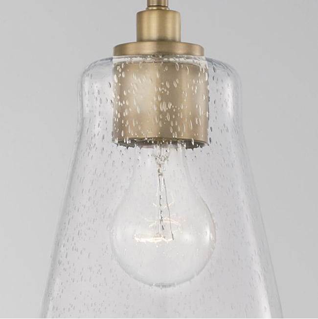 Capital Lighting Baker 5.5'' W X 8'' H 1-light Mini Pendant In Aged Brass With Clear Seeded Glass