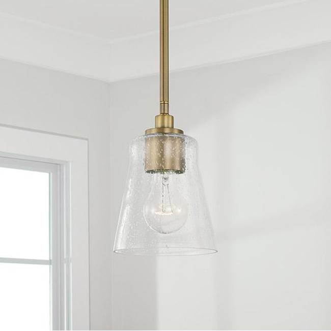 Capital Lighting 346911AD-533 Aged Brass 5.5'' W X 8'' H 1-light Mini Pendant In Aged Brass With Clear Seeded Glass Image 2