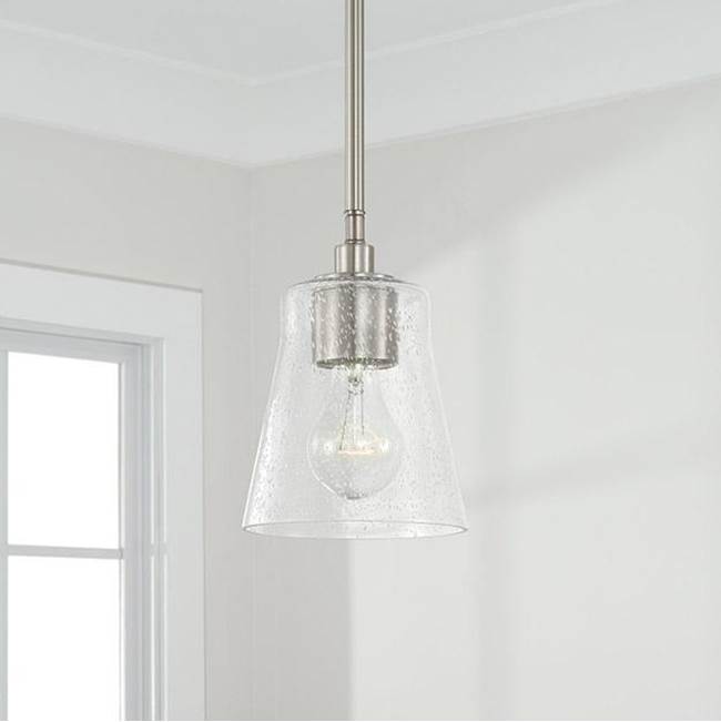Capital Lighting 346911BN-533 Brushed Nickel 5.5'' W X 8'' H 1-light Mini Pendant In Brushed Nickel With Clear Seeded Glass Image 2