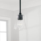 Capital Lighting 346911MB-533 Matte Black 5.5'' W X 8'' H 1-light Mini Pendant In Matte Black With Clear Seeded Glass Image 2
