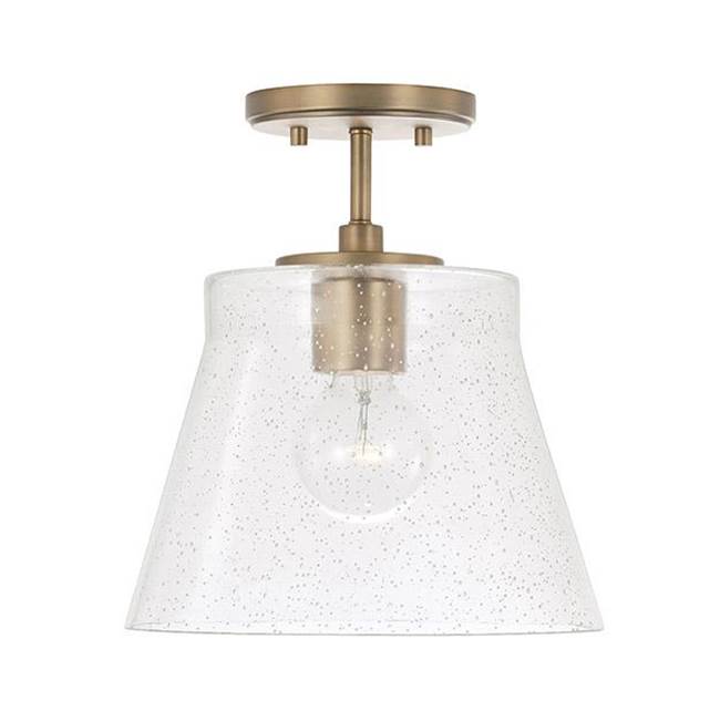 Capital Lighting 346912AD Aged Brass 10.5'' W X 11'' H 1-light Small Pendant In Aged Brass With Clear Seeded Glass Image 1