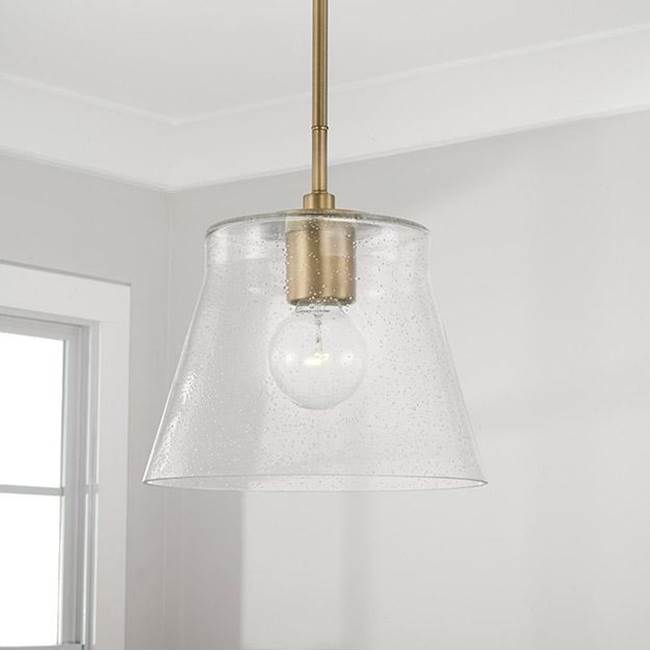 Capital Lighting 346912AD Aged Brass 10.5'' W X 11'' H 1-light Small Pendant In Aged Brass With Clear Seeded Glass Image 2