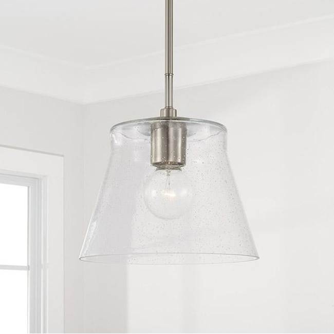Capital Lighting 346912BN Brushed Nickel 10.5'' W X 11'' H 1-light Small Pendant In Brushed Nickel With Clear Seeded Glass Image 2