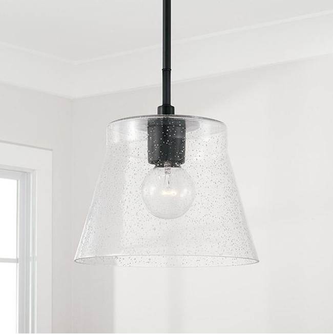 Capital Lighting 346912MB Matte Black 10.5'' W X 11'' H 1-light Small Pendant In Matte Black With Clear Seeded Glass Image 2