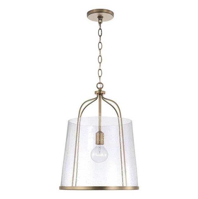 Capital Lighting 347011AD Aged Brass 14'' W X 19'' H 1-light Pendant In Aged Brass With Clear Seeded Glass Image 1