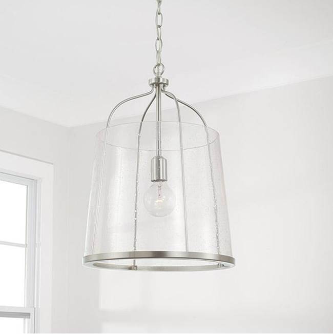Capital Lighting 347011BN Brushed Nickel 14'' W X 19'' H 1-light Pendant In Brushed Nickel With Clear Seeded Glass Image 2