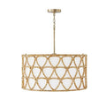 Capital Lighting 347241MA Matte Brass 24.5''w X 24''h 4-light Pendant In Matte Brass With White Fabric Shade And Hand-wrapped Natural Rattan Image 1
