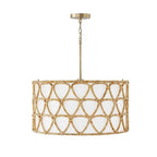 Capital Lighting 347241MA Matte Brass 24.5''w X 24''h 4-light Pendant In Matte Brass With White Fabric Shade And Hand-wrapped Natural Rattan Image 1