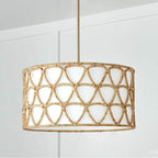 Capital Lighting 347241MA Matte Brass 24.5''w X 24''h 4-light Pendant In Matte Brass With White Fabric Shade And Hand-wrapped Natural Rattan Image 2