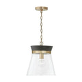 Capital Lighting 347311KR Black Stain,Matte Brass 12''w X 14''h 1-light Pendant In Black Stain Wood And Matte Brass With Clear Glass Image 1