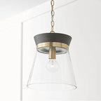 Capital Lighting 347311KR Black Stain,Matte Brass 12''w X 14''h 1-light Pendant In Black Stain Wood And Matte Brass With Clear Glass Image 2