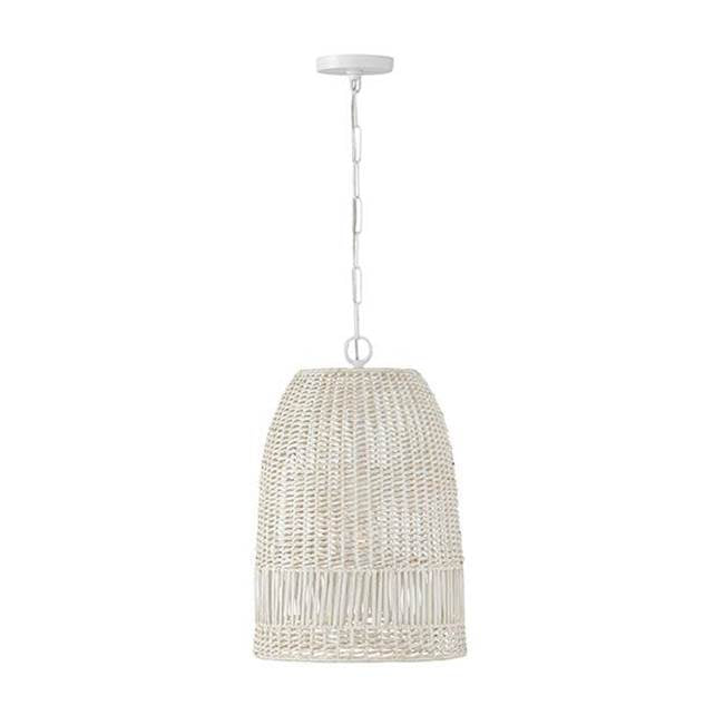 Capital Lighting 347512HH Chalk White 13.75''w X 21''h 1-light Pendant In Chalk White With Hand-woven Painted Rattan Basket Image 1
