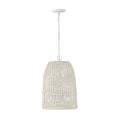 Capital Lighting 347512HH Chalk White 13.75''w X 21''h 1-light Pendant In Chalk White With Hand-woven Painted Rattan Basket Image 1