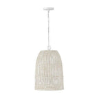 Capital Lighting 347512HH Chalk White 13.75''w X 21''h 1-light Pendant In Chalk White With Hand-woven Painted Rattan Basket Image 1