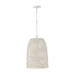 Capital Lighting 347512HH Chalk White 13.75''w X 21''h 1-light Pendant In Chalk White With Hand-woven Painted Rattan Basket Image 1
