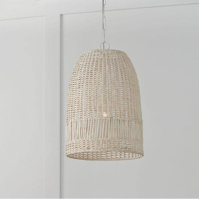 Capital Lighting 347512HH Chalk White 13.75''w X 21''h 1-light Pendant In Chalk White With Hand-woven Painted Rattan Basket Image 2