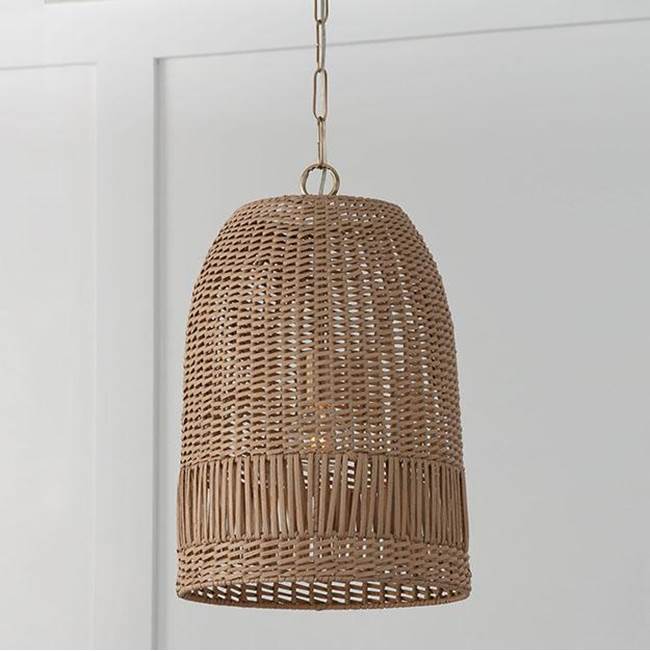 Capital Lighting 347512MA Matte Brass 13.75''w X 21''h 1-light Pendant In Matte Brass With Hand-woven Painted Rattan Basket Image 2