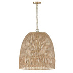 Capital Lighting 347533MA Matte Brass 24''w X 26.75''h 3-light Pendant In Matte Brass With Hand-woven Rattan Image 1