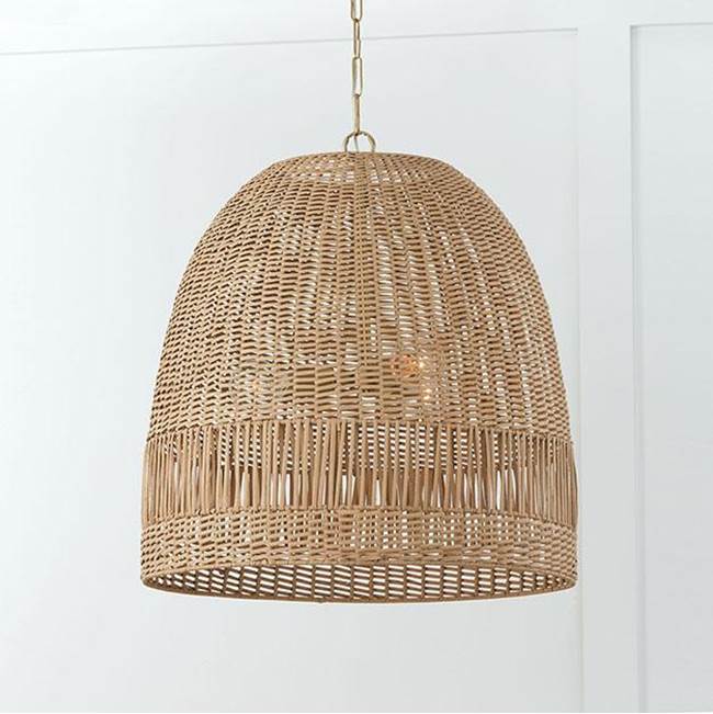 Capital Lighting 347533MA Matte Brass 24''w X 26.75''h 3-light Pendant In Matte Brass With Hand-woven Rattan Image 2