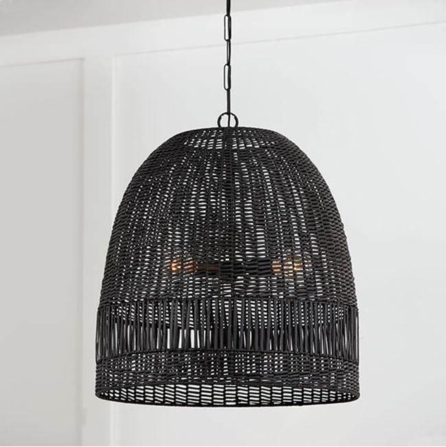 Capital Lighting 347533MB Matte Black 24''w X 26.75''h 3-light Pendant In Matte Black With Hand-woven Painted Rattan Basket Image 2