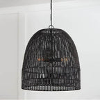 Capital Lighting 347533MB Matte Black 24''w X 26.75''h 3-light Pendant In Matte Black With Hand-woven Painted Rattan Basket Image 2
