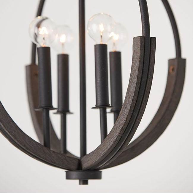 Capital Lighting Clive 15.5''w X 20''h 4-light Pendant In Carbon Grey And Black Iron With Handcrafted Of Mango Wood