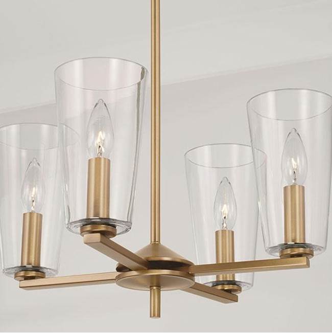 Capital Lighting Portman 17.5''w X 21''h 4-light Pendant Chandelier In Aged Brass With Clear Glass